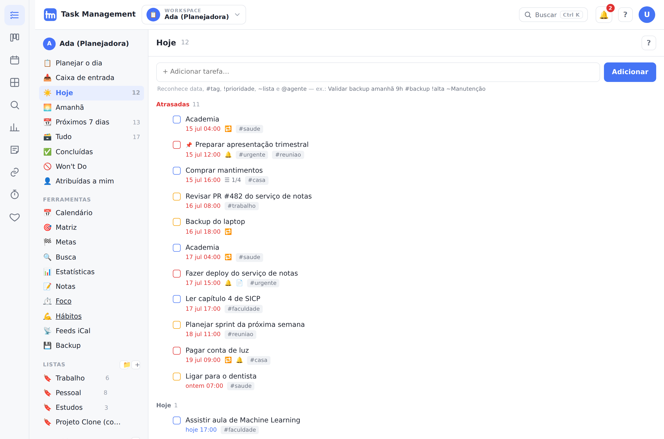 O app renderizado do cache com a rede desligada (offline).